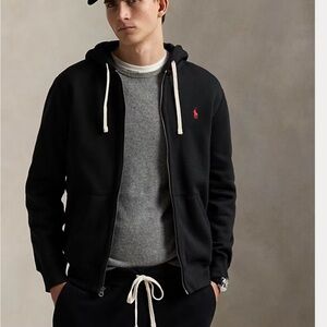 Polo Ralph Lauren Black Full-Zip Hoodie with Red Logo